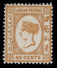NORTH BORNEO - Labuan QV SG47, 40c ochre, LH MINT. Cat &pound;30.