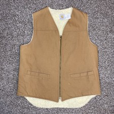 Carhartt 6SVT Sherpa Lined Vest Mens Large Duck Canvas Tall Brown 1980s VTG