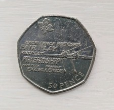 Rowing Fair Play, Olympic 50p Coin 2011 - Circulated collectable coin -  RARE