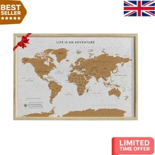 Push Pin World Map: Cork Board with 100 Pins for Past & Future Adventures