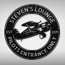Personalized Aviation Metal Wall Art Custom Pilot Sign Decor For Airplane Hanger
