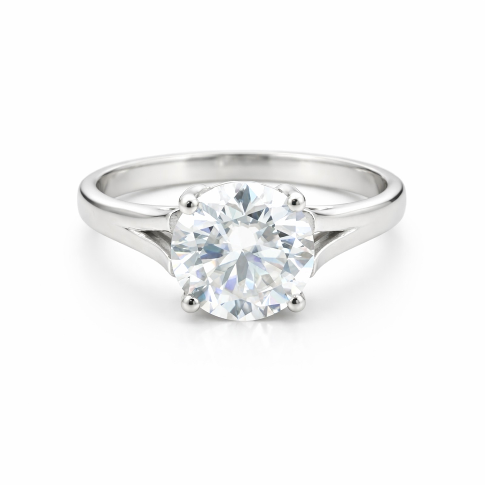 Certified E/VS1 5.00 Ct. Round Cut Lab Grown Diamond Ring in 925 Sterling Silver