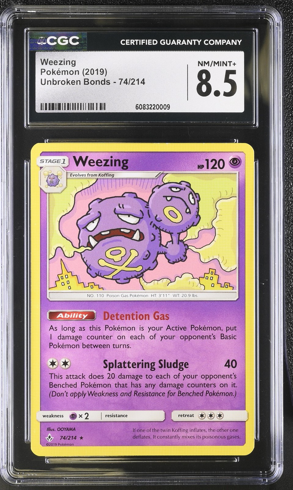 Weezing SM - Unbroken Bonds #74/214 CGC 8.5