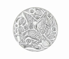 12 PCS 16mm Bird in Flowers Metal Shank Buttons Silver White for Sewing