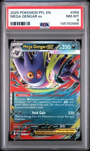 2025 POKEMON PFL EN-PHANTASMAL FLAMES #056 MEGA GENGAR EX PSA 8