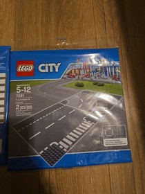 LEGO CITY Straight & Crossroad 7280 + T-Junction & Curved Road Plates 7281 New