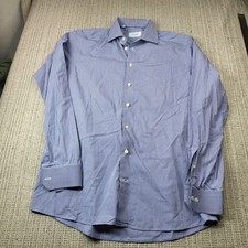 Eton Dress Shirt Mens 16 34/35 Blue Gingham Regular Fit Long Sleeve Cotton