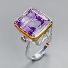 Women ring 28 ct Natural Amethyst Ring 925 Sterling Silver Size 8 /R437433