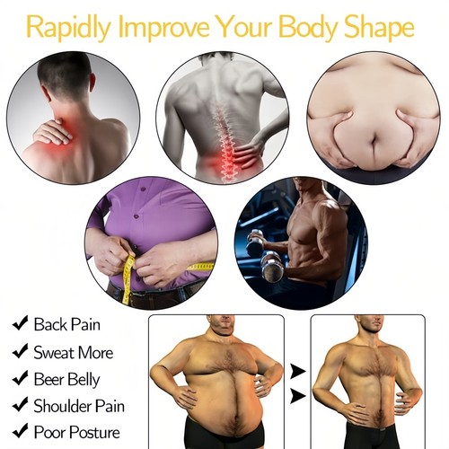 Männer Abnehmen Gynäkomastie Brust Bauch Kompression Body Shaper Tanktop Trägershirt Shirt - Bild 5 von 12