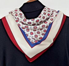 26"X26" Grid Flowers Print Pure Mulberry Twill Silk12momme Scarf 65x65cm 6-38