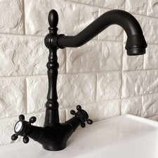 Oil Rubbed Bronze Bathroom Basin Faucet Deck Mounted 2 Handle Mixer Sink Taps