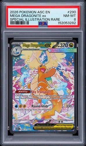 2026 POKEMON ASC EN-ASCENDED HEROES #290 MEGA DRAGONITE EX PSA 8