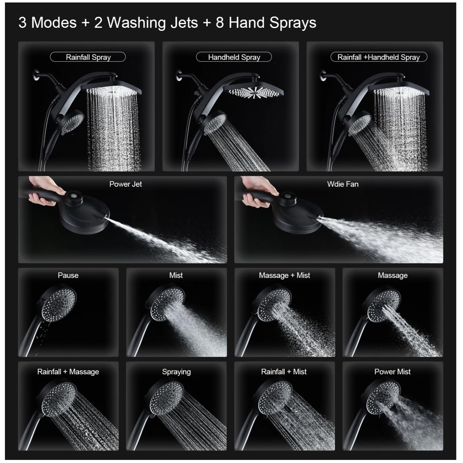 High Pressure Rain Shower Head with Handheld Spray