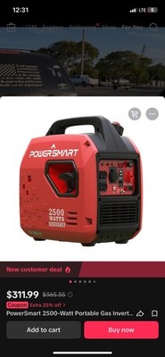 PowerSmart 2500W Portable Inverter Gas Generator Super Quiet Low Oil for Camping