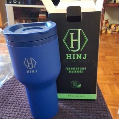 HINJ Blue Insulated Travel Tumbler Plastic 39 oz With Lid for Hot or Cold
