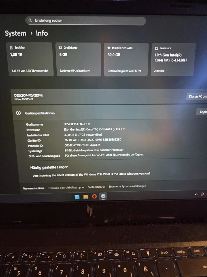 Laptop Acer Nitro V15 (ANV15-51-582S) Gaming 15.6" Full-HD IPS 144 Hz, i5-13420H - Bild 2 von 2
