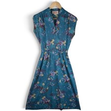 Vintage 80s Route One Dress Size 6 Floral Retro Garden Party Union Made in USA