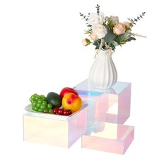 3Pcs Iridescent Display Risers, Rainbow Acrylic Risers Display Stand Acrylic ...