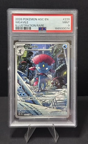 PSA 9 Weavile 228 Illustration Rare Ascended Heroes Pokemon