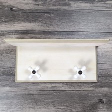 Bathroom Accent Shelf 12" White Faucet Sink Handle Wooden Wall Decor Kitschy