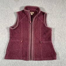 Woolrich Fleece Vest Womens Medium Wineberry Heather Full Zip Mock Neck Outdoor