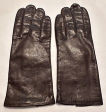Vintage Women  s Chocolate Brown Leather Acrylic Lined Gloves SZ 7 Made In Italy