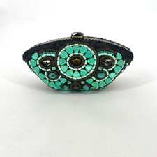 Vtg Mary Frances Handbag Clutch Stone Minaudiere Jeweled Beaded Boho Gem