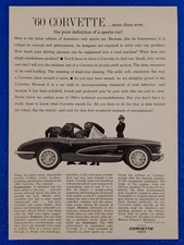 1960 CLASSIC CHEVY CORVETTE ORIGINAL CLASSIC PRINT AD AMERICA'S ONLY SPORTS CAR