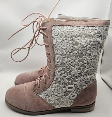 Chasing Fireflies Girls Pink Lace Up Boots Size 4
