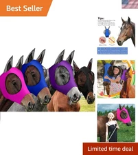 Comfortable Medium Horse Fly Masks 4-Pack - Breathable with Ears Protection