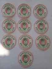 10 Vintage TANQUERAY English Gin Bar Coasters Pleated Embossed Crepe Paper Nos