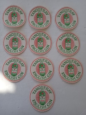 Vintage TANQUERAY English Gin Bar Coasters Pleated Embossed Crepe Paper (10) Nos