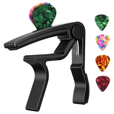Guitar Capo, Black Capo, Pick Holder on Capo for Acoustic Electric Guitar,Uku...