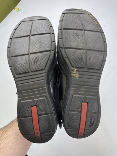 Vintage Y2K Prada Black suede Leather Casual Sneakers 4E 2006 Size 6.5 - Picture 10 of 15