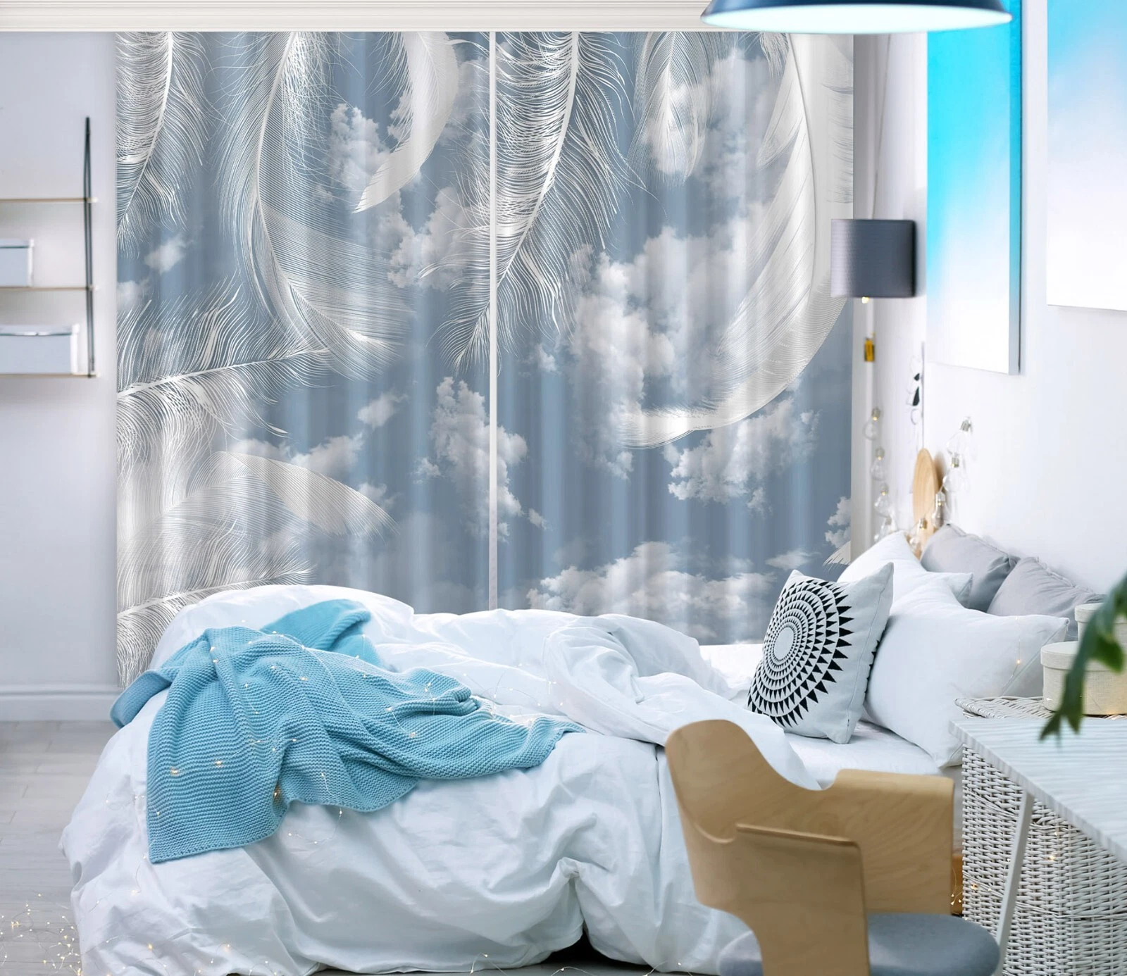 3D White Feathers ZHUB169 Photo Curtain Window Blockout Fabric Vera 2023