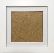 5x5 Picture Frames with 4x4 Opening Mat. White Square Photo Frame. Solid Wood...