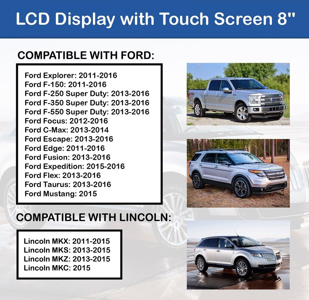 2013-2015 Lincoln MKZ SYNC 2 Ford Radio Replacement 8