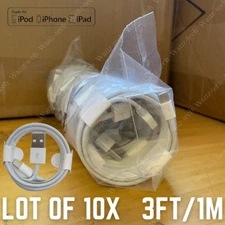 10x Bulk 3Ft USB Fast Charger Cable Lot For iPhone 14 12 13 11 Pro Max iPad XR 8