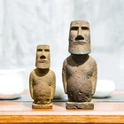 Easter Island Moai Stone Iron Statue Handicrafts,Metal Artwork  Desk Decoration