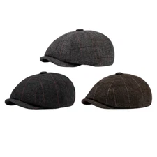 Men's 8 Panel Newsboy Hats Classic Vintage Gatsby Lvy Cabbie Hat Flat Beret Cap