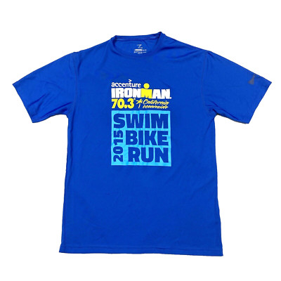Ironman Triathlon 70.3 Oceanside CA 2015 Men's Medium Pullover T-Shirt Tee Blue