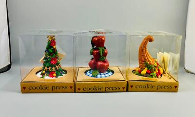Set of 3 Shaker Hearth Apple Cornucopia Christmas Tree Cookie Press