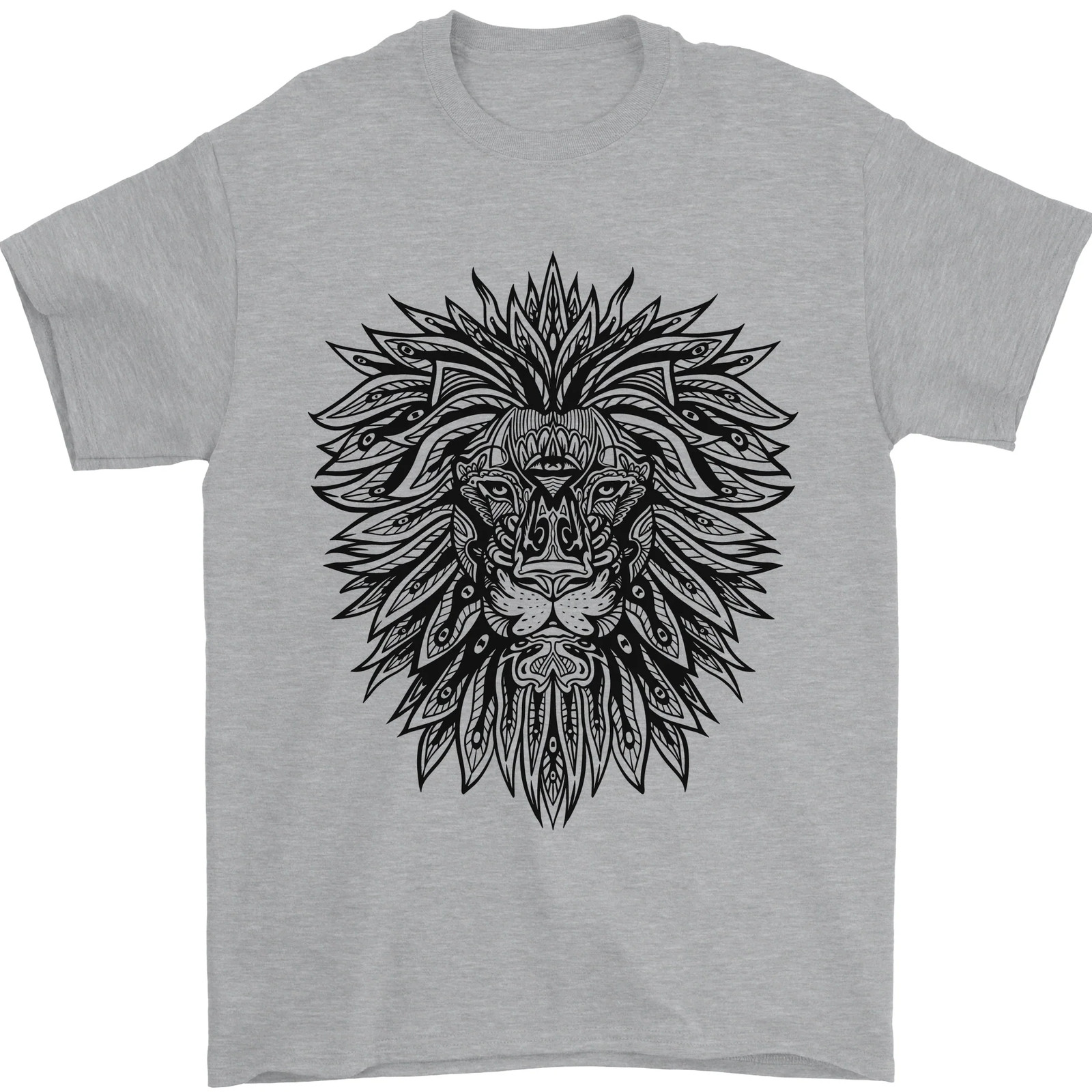 Camiseta De Hombre Mandala León 100% Algodón