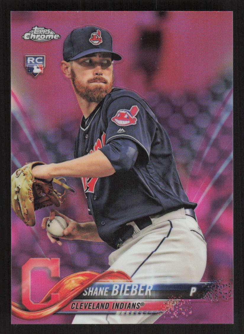 2018 Topps Chrome Update Shane Bieber Pink Refractor #HMT59 Card