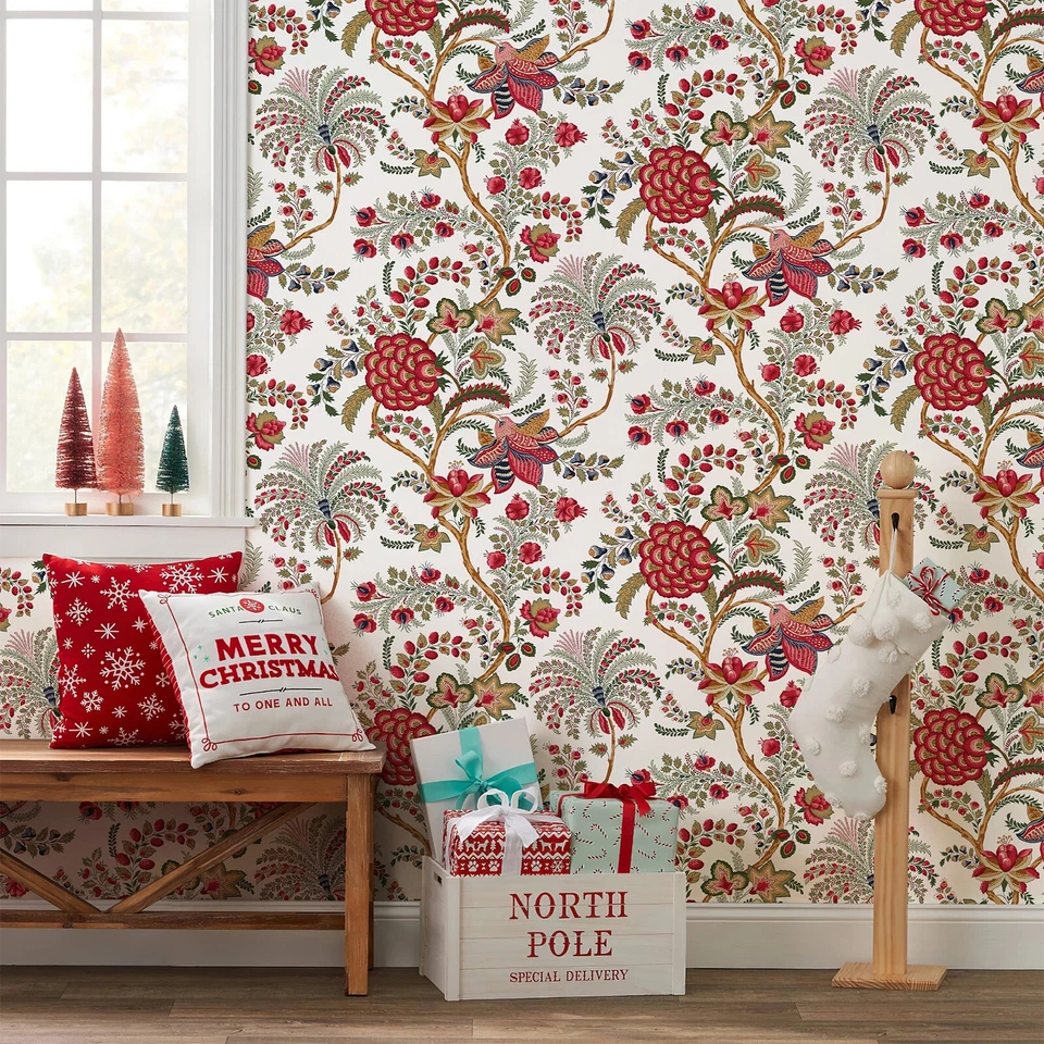 Jiffdiff Wallpaper Red Pomegranate Flower Sticker Self-Adhesive Vinyl PVC Decal - Image 3 of 4