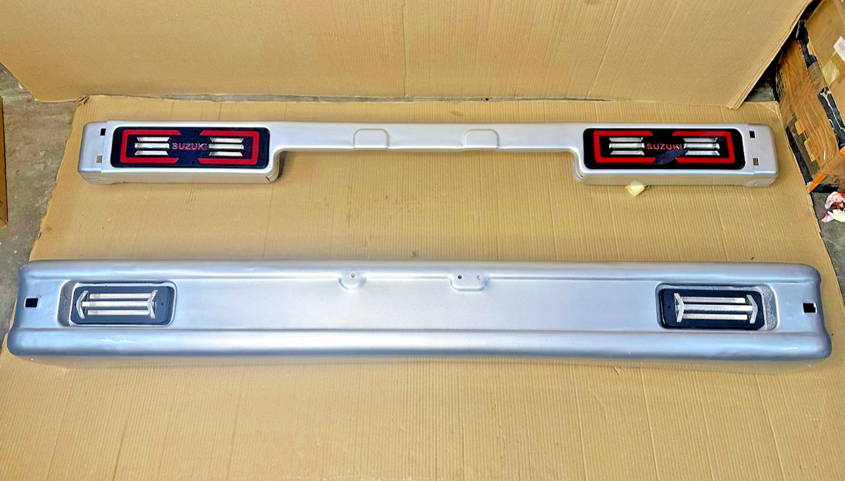 Front & Rear Bumper Set Silver Painted +DRL Lights Fits Suzuki