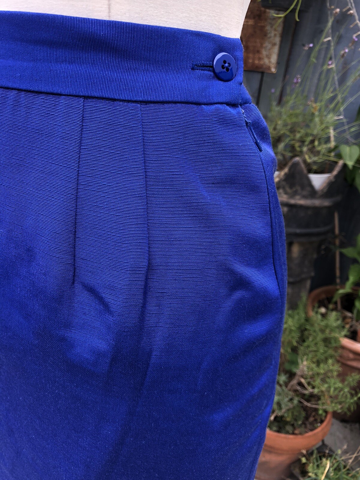 PETER BARRON VINTAGE 80S SIZE 12 ROYAL BLUE GROSGAIN POWER PENCIL SKIRT peter-barron-vintage-80s-size-12-royal-blue-grosgain-power-pencil-skirt