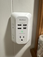 USB Wall Charger Surge Protector 5 Outlet Extender with 4 USB Charging Ports