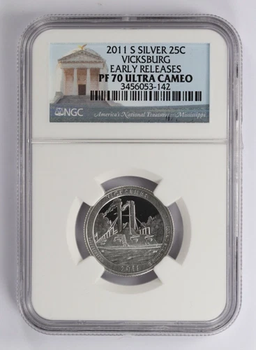 2011 S Proof Silver Vicksburg Quarter NGC PF70 Ultra Cameo