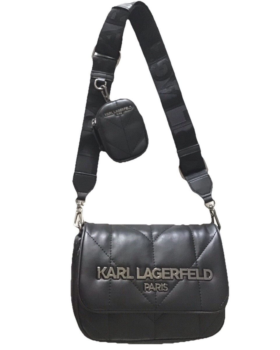 関税送料無料【KARL LAGERFELD】PADDED NYLON POUCHETTE KARL LAGERFELD PARIS QUILTED CROSSBODY BAG W AIRPOD CASE